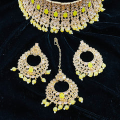 Yellow Color Bridal Choker Necklace Set