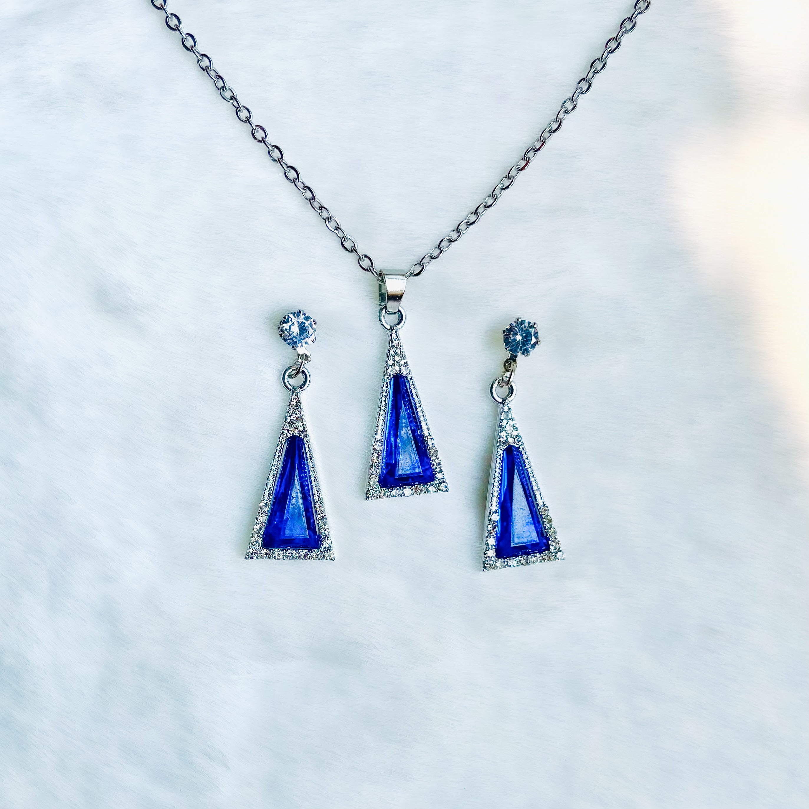 Blue Crystal Necklace Set for Women Fashion