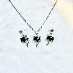 Crystal Stunning Fox Necklace with Earring