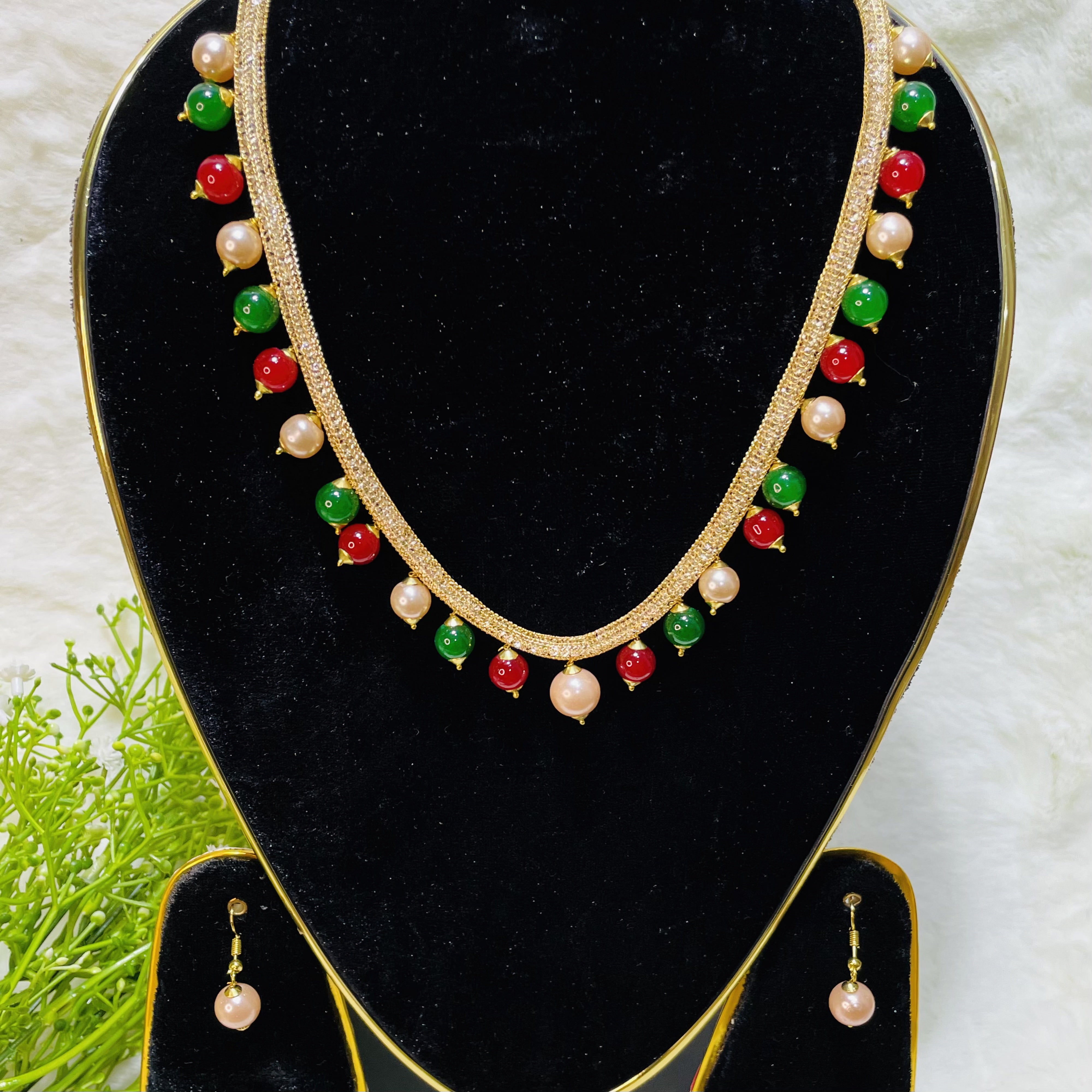 Jewel Kundan And Beads Choker With Multi Pearl Necklaces Set